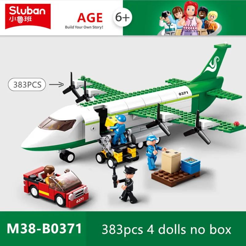 

Sluban 383pcs City Series Passengers Plane Jet Cargo Airplane Bus Sets Modern Aviation Airport Building Blocks Children Toys
