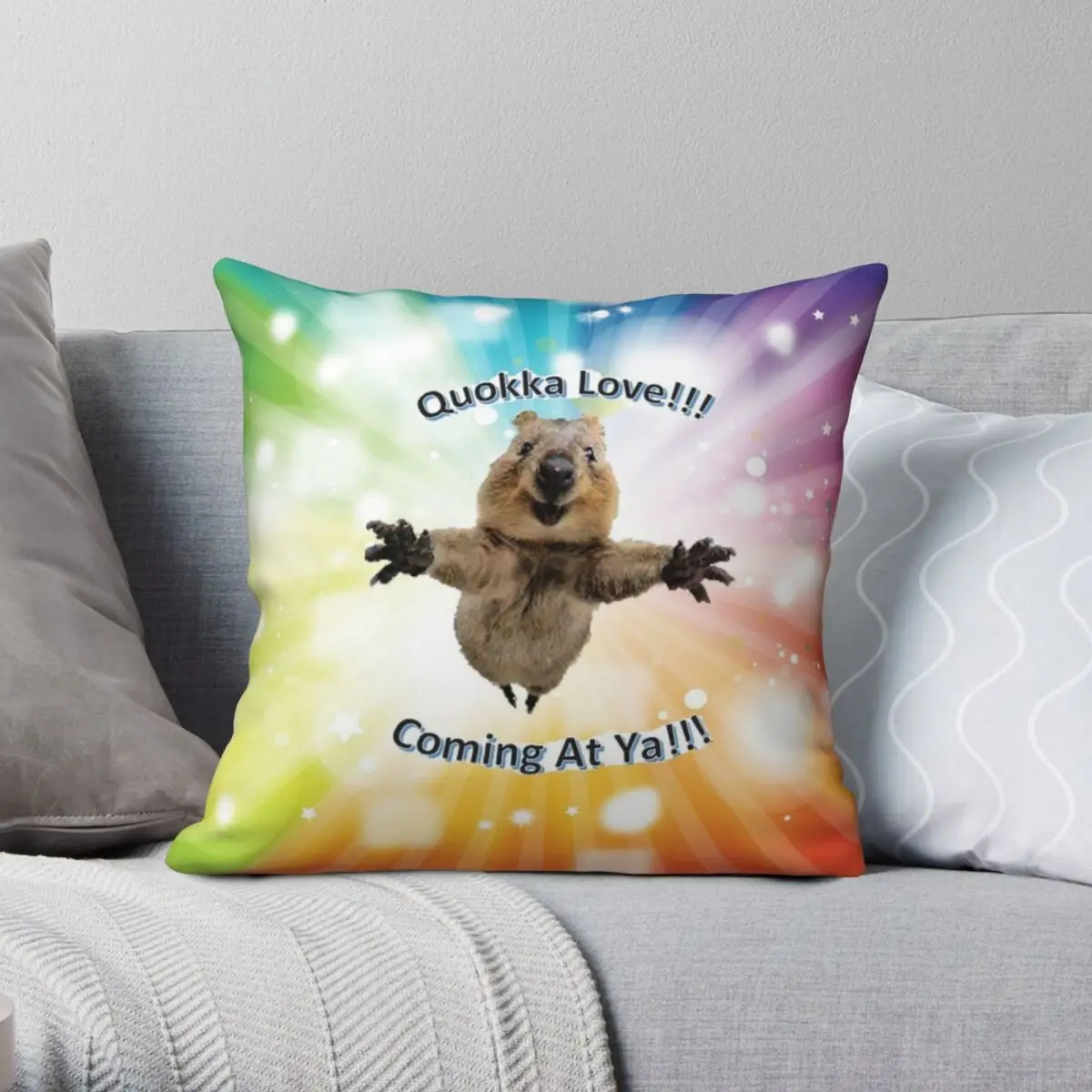 

Quokka Love Square Pillowcase Polyester Linen Velvet Printed Zip Decor Throw Pillow Case Sofa Cushion Cover
