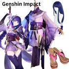 Игровой костюм для косплея Genshin Impact Raiden Shogun Baal, платье для вечевечерние НКИ на Хэллоуин для женщин и девочек, полный комплект для девочек, парики и обувь