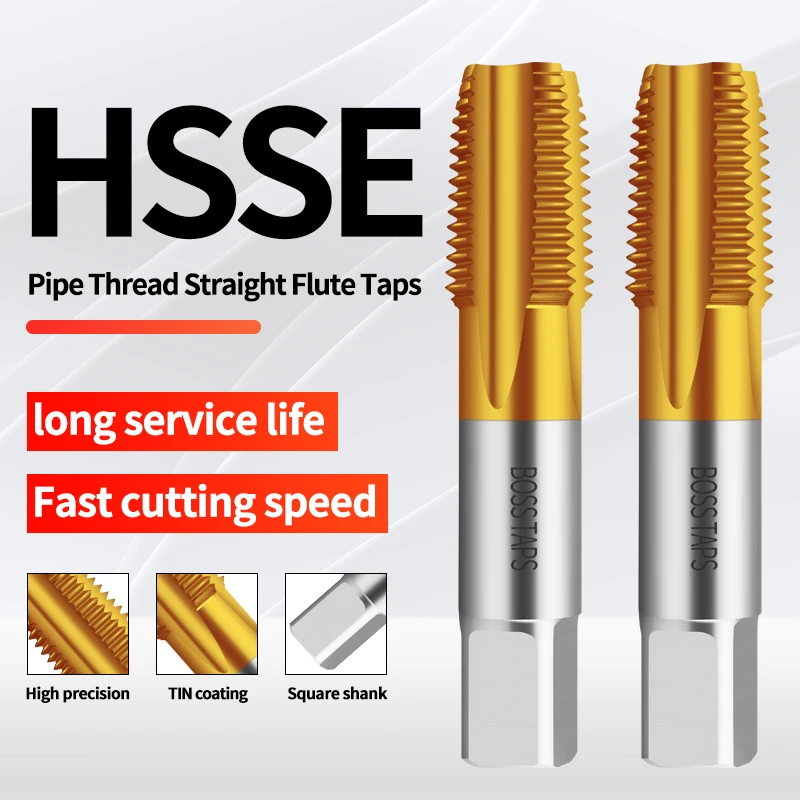 BOSS TAPS HSSE-35 JIS Стандартная труба с покрытием TIN прямой рифленый метчик PS PF G BSP RP 1/16 1/8