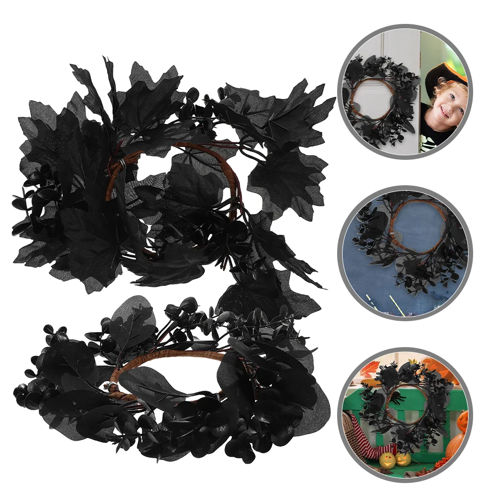 

2pcs Halloween Hanging Wreath Halloween Simulation Door Wreath Halloween Hanging Pendant