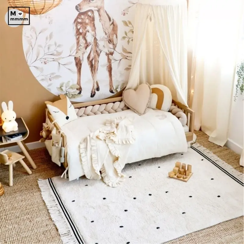 Пушистый детский игровой коврик для детей мягкий ног белый плюшевый детской