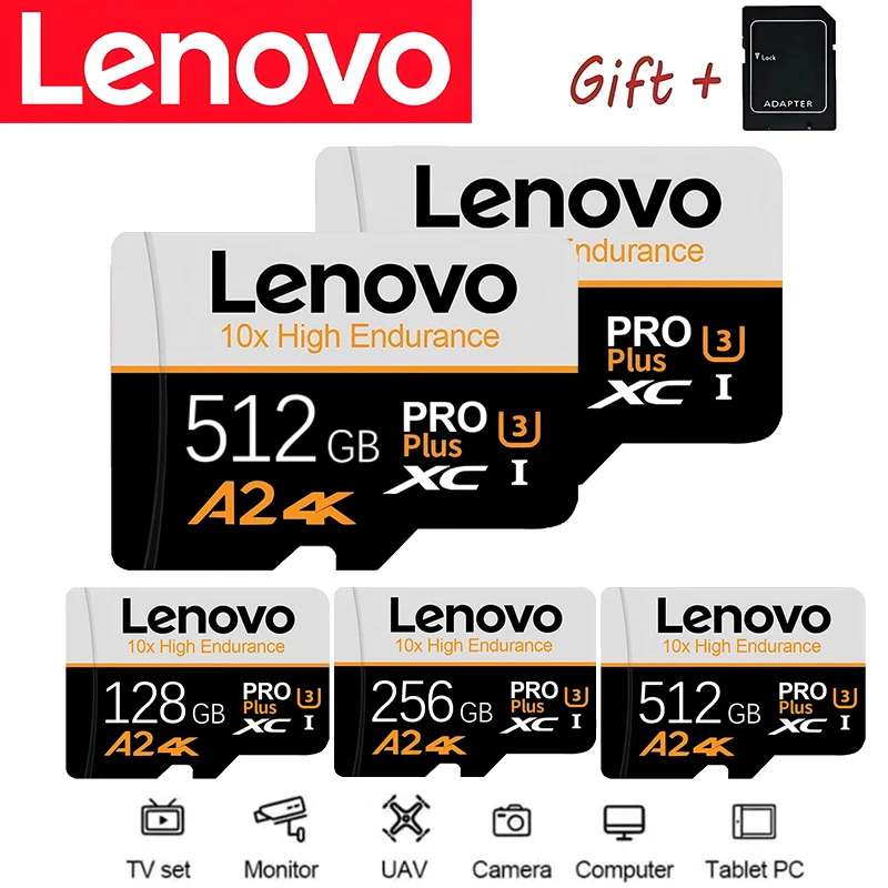 Фото Карты памяти Lenovo Versatile Micro TF SD SD Cards 512GB 256GB 32GB Ultra HD U1 для смартфонов / ПК / видеорегистраторов №1