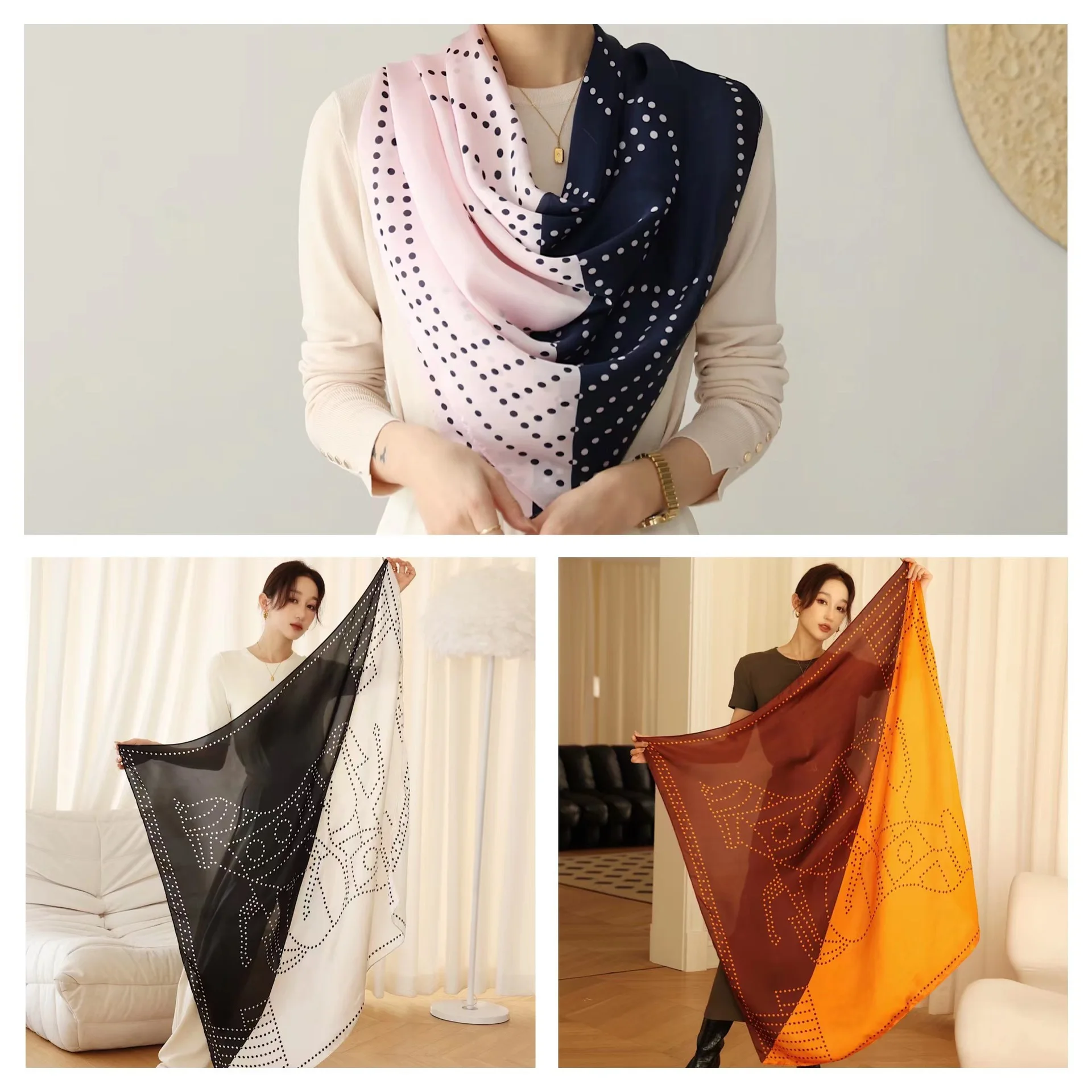 

Новинка 2023, большой Шелковый Атласный Женский квадратный шарф, женский платок с принтом, хиджаб, пляжные пашминовые шарфы