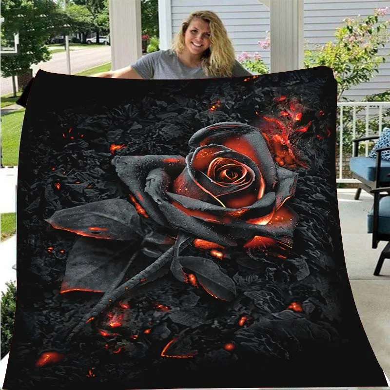 

Burnt Rose Print Quilt Flannel Blanket Birthday Gift Valentine Holiday Blanket
