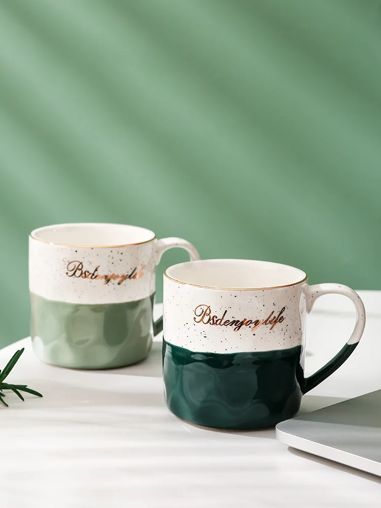 

300ml Ceramic Coffee Cups With Handles Nordic Style Personalized Gift Porcelain Mugs Creative Household Simplicity Letter