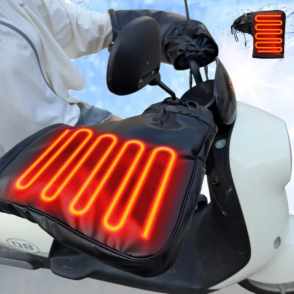 1 Pair Winter Cold-Proof Warm Glove Motorcycle Handlebar Waterproof Windproof Cover