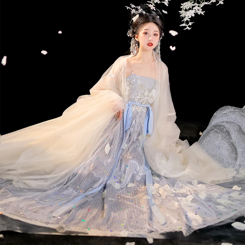 Оригинальная Женская юбка Hanfu Tang Слитная сказочная для весны и лета костюм