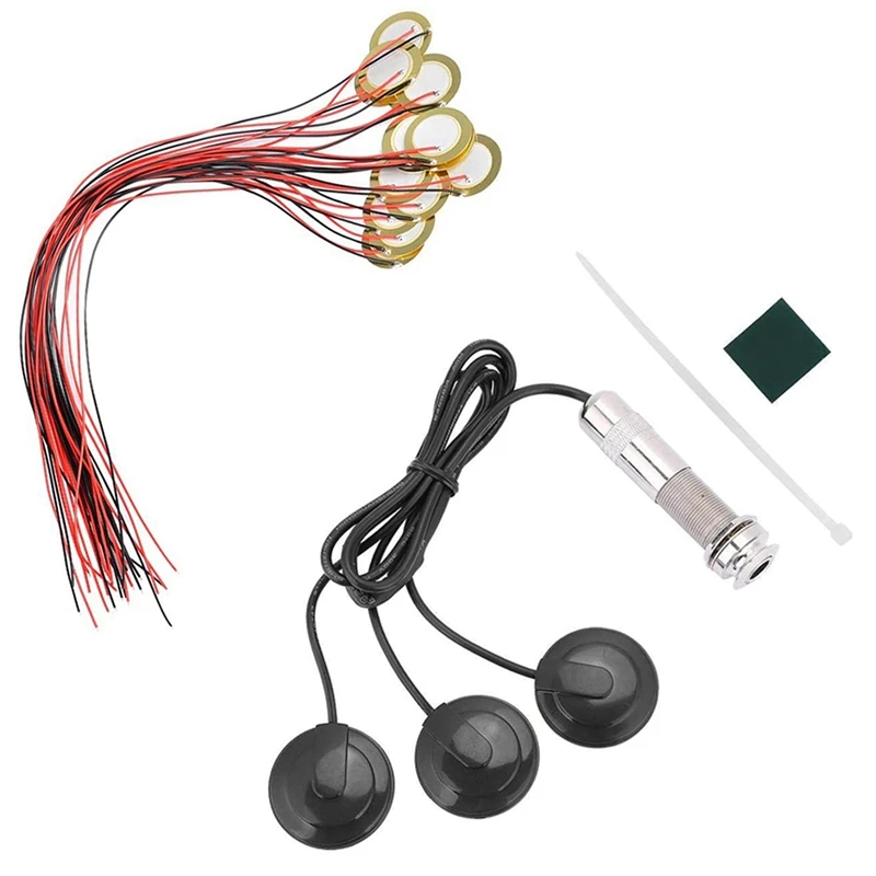 

Guitar Pickup 3X Piezo Pickup Transducer With 15Pcs 27Mm Piezo Discs With Leads Mic Drum Trigger Acoustic Pickup