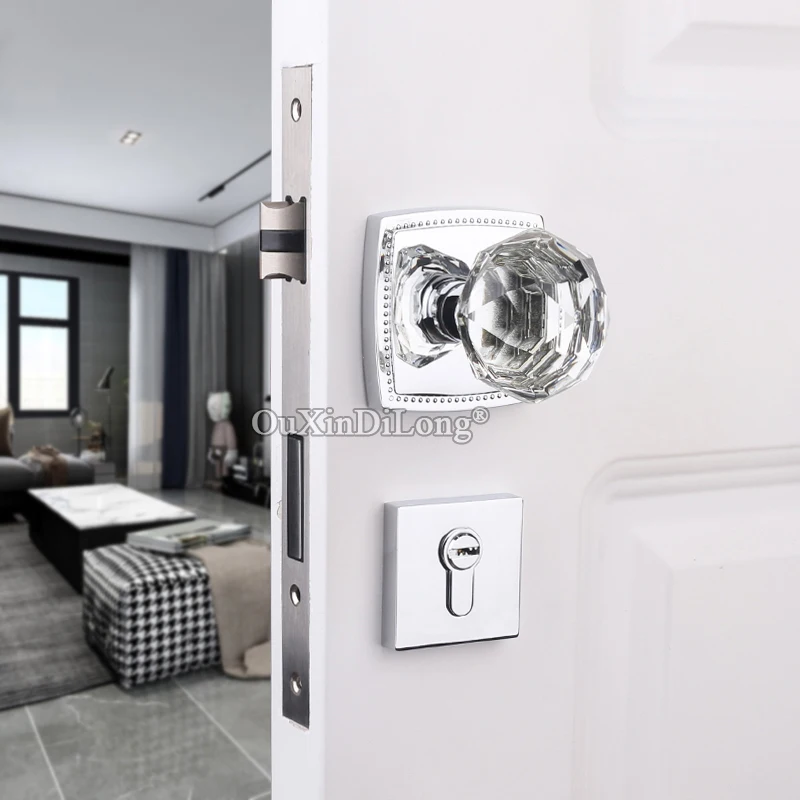 

DHL Shipping Luxury Crystal Knobs Door Lock Set Entrance Privacy Living Room Bedroom Bathroom Silent Door Lock Double Door Locks