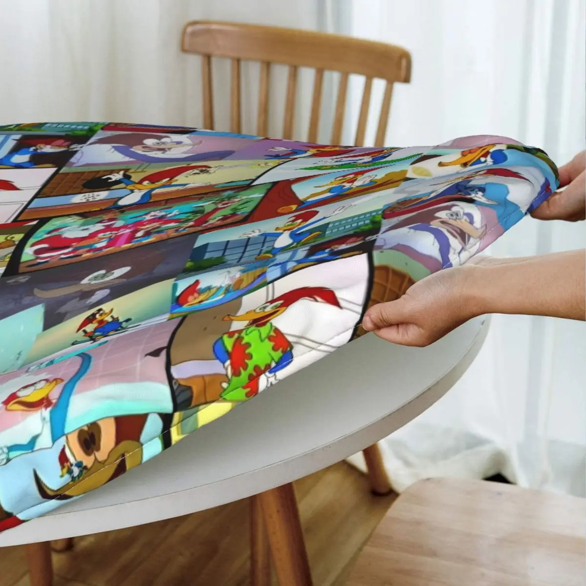 Пользовательская круглая Водонепроницаемая скатерть для стола с рисунками из