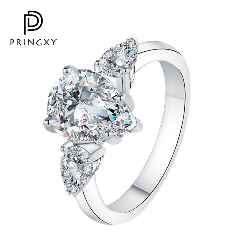 

PRINGXY 18K White Gold Plated S925 Sterling Silver Rings Wedding Rings For Women Men Fine Jewelry Anniversary Fashion Dinner