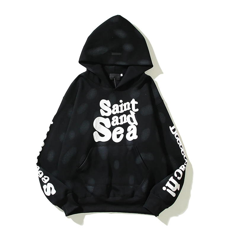 

Retro Letter Foam Painted Fleece Mens and Womens Hooded Hoodies Oversized Harajuku Hip Hop Baggy Pullover Loose Sweatshirts