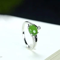 hot selling natural hand carved 925 silver gufajin inlaid jade egg noodles ring fashion jewelry men women luck gifts
