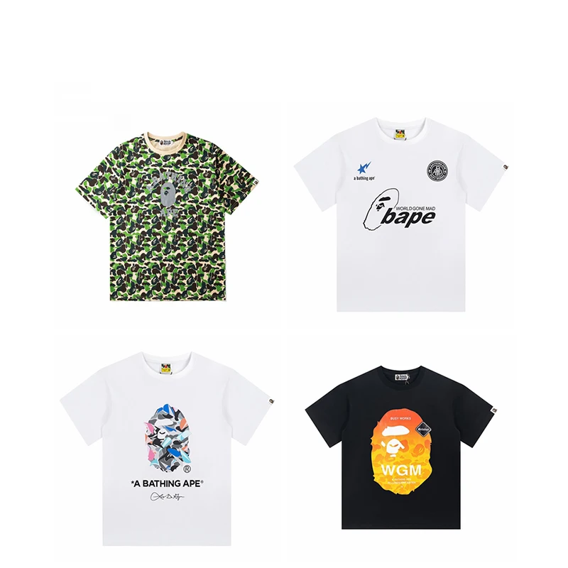 

2023 Summer New Bapes men's T-shirt 100% cotton street women's T-shirt short-sleeved hip-hop T-shirt