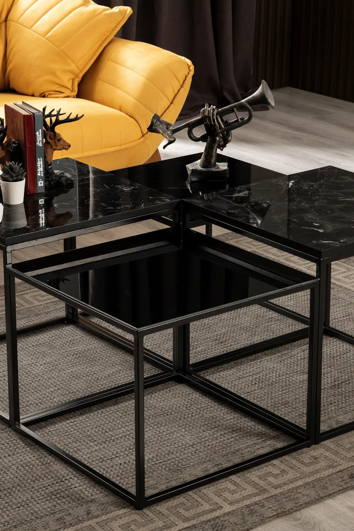 

Napoli Black 4'l (2 Mdf- 2 Glazed) square Medium coffee table coffee tables table basse furniture living room table