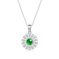 tkj s925 silver pendant inlaid jadeite like a dream first sight necklace with silver chain ladies clavicle chain noble jewelry