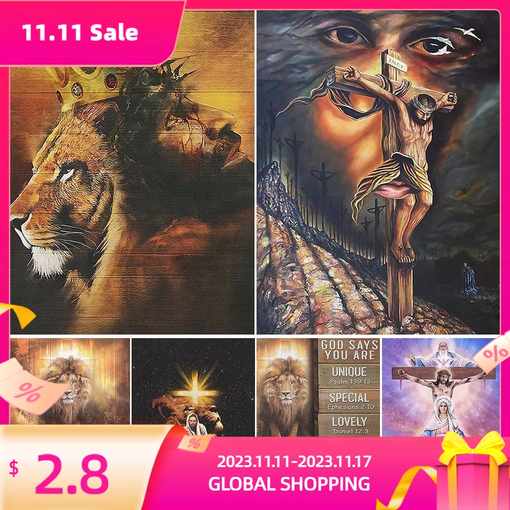 

Religion Jesus Virgin Mary Lion Posters Christianity Wall Pictures For Living Room Poster Wall Art Canvas Painting Unframed