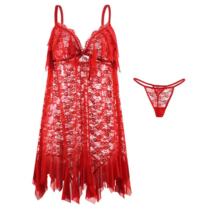 

M-3XL Women's Nightgowns New Sexy Sleepwear Short Dress Set Lace Summer Nightdress Loose Large Size Ladies Night Wear Shirt