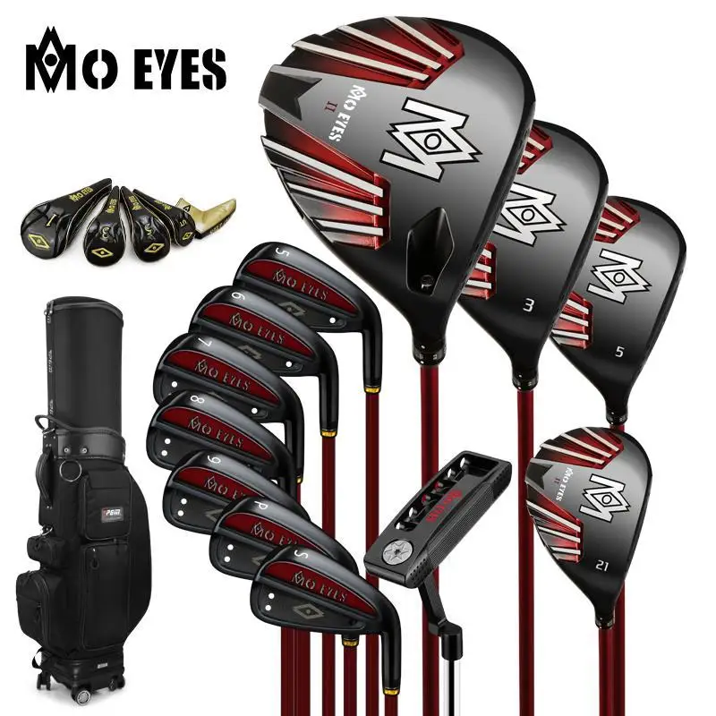 PGM Men's 12 Pcs Golf Club Full Sets Driver Utility Wedge Irons Golf Putter Steel Carbon R/SR/S Golf Clubs Sets with Bag for Men