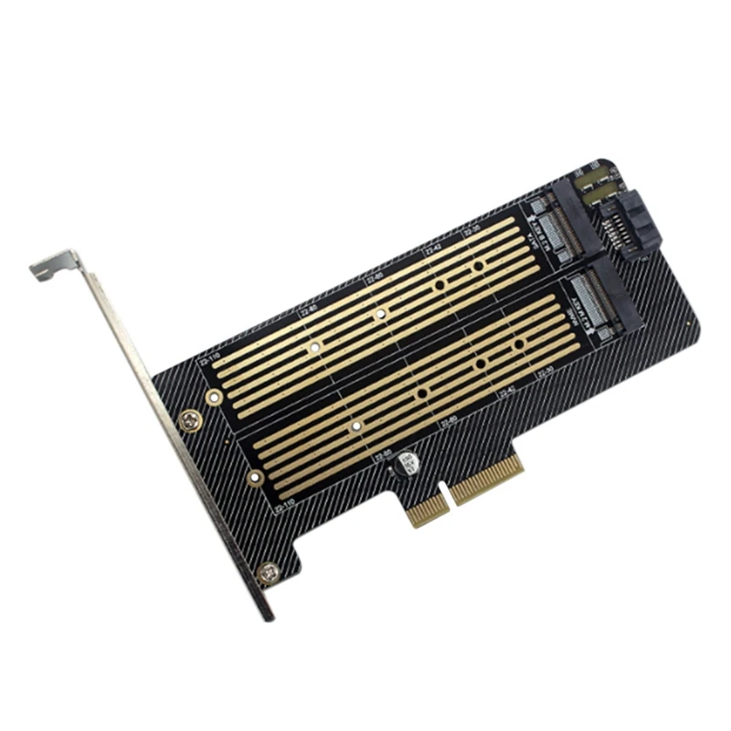 

M.2 Nvme NGFF SSD To PCIE SATA Dual-Disk Adapter Expansion Card Supports Mkey Bkey Wiring