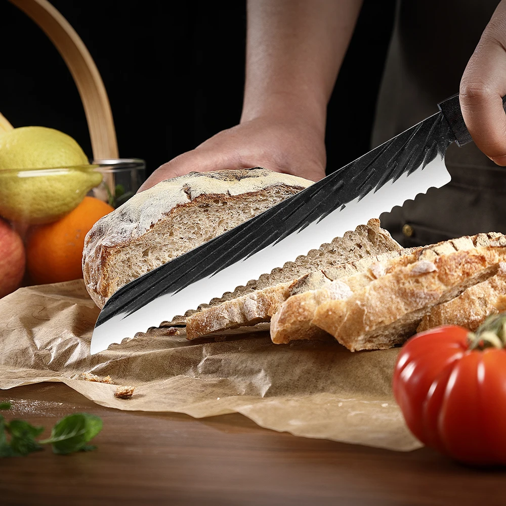Кованый нож для хлеба ручной работы 8 дюймов японский нарезки сыра зубчатый торта