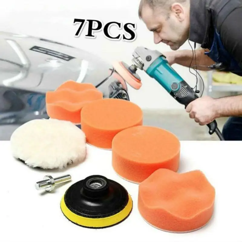 

7pcs/8pcs 3''/4'' Polishing Pad Buffing Buffer Waxing Sponge Pad Kit For Car Polisher Buffer Drill Adapter