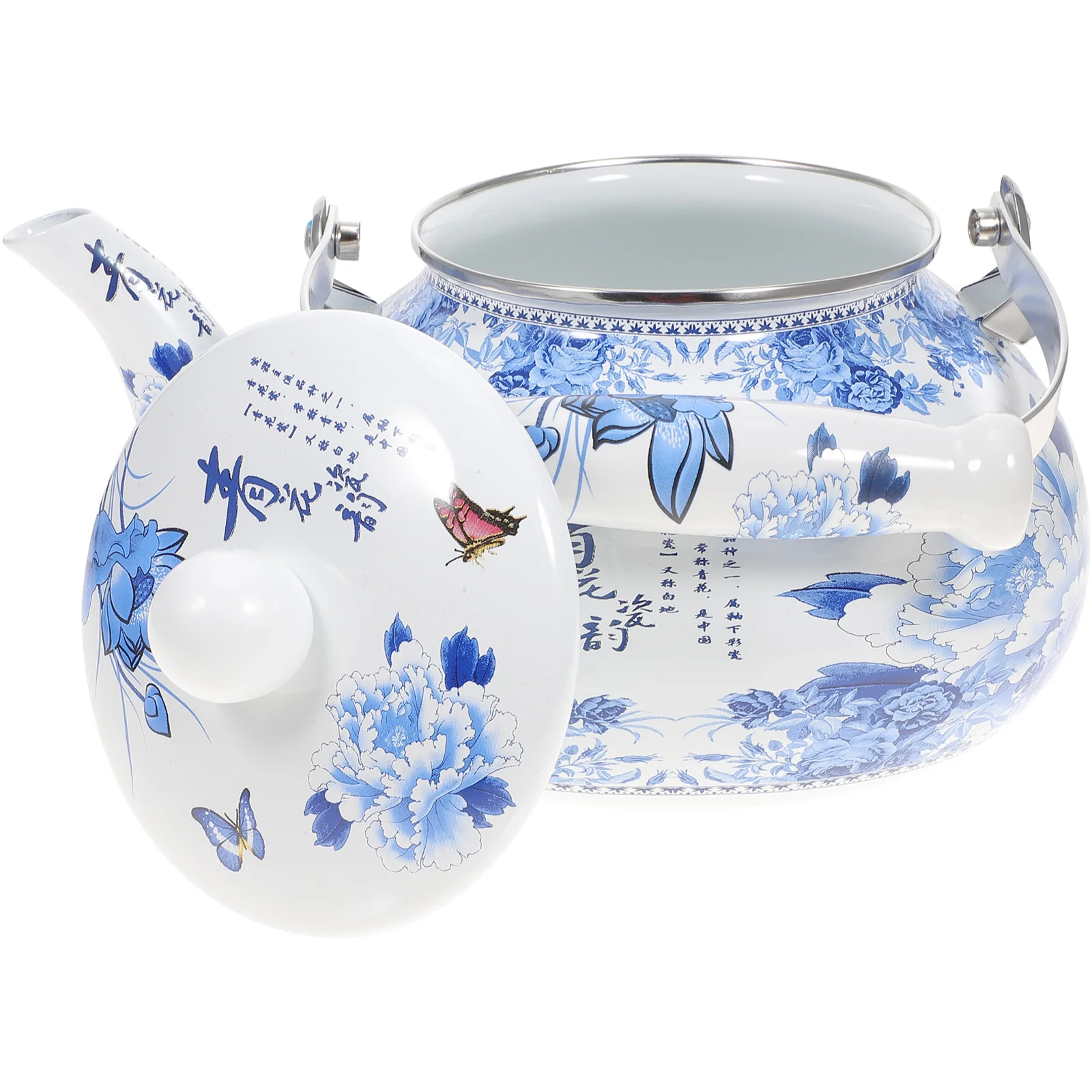 

Teapot Kettle Tea Enamel Chinese Vintage Teakettle Practical Pot Insulated Hotel Kitchen Heatinghousehold Restaurant Enameled