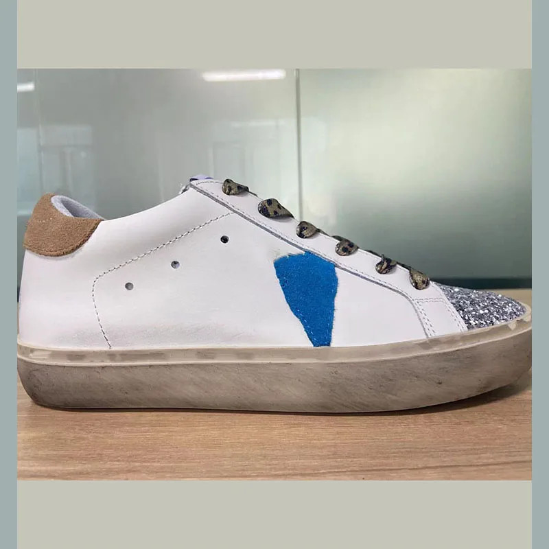 

2022 Four Seasons New Distressed Small Dirty Shoes Couple Shoes Casual Shoes with Increased Non-slip Silver Sequins ST163