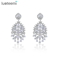 luoteemi 2022 luxury new arrival wedding women jewelry high quality chandelier drop earrings multiple cubic zircons bridal arete