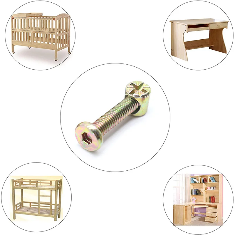Комплект болтов для детской кровати набор с шестигранной головкой гайки