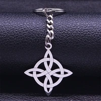 witch knot keychain stainless steel silver color witchcraft irish symbol lucky amulet keyring holder jewelry llavero k4273s02