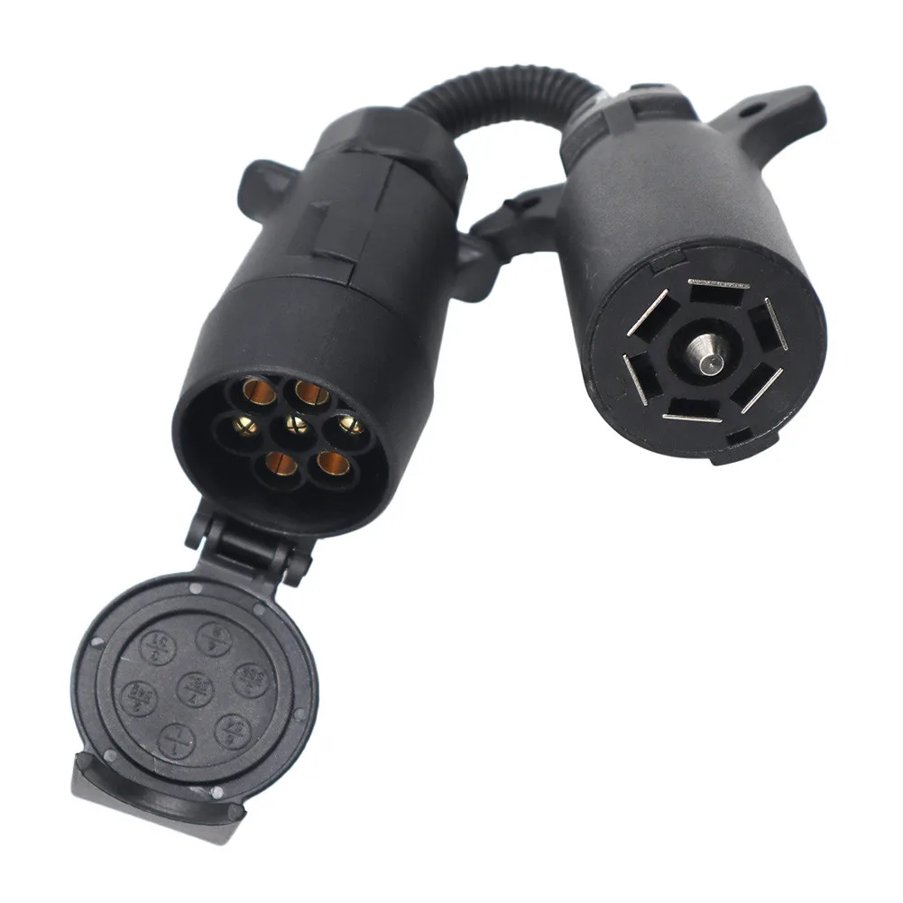 

7 Blade RV To 7 Way Pin Trailer Adapter Connector 7 Pin Trailer Light Converter Towing Plug Adapter Socket High Quality