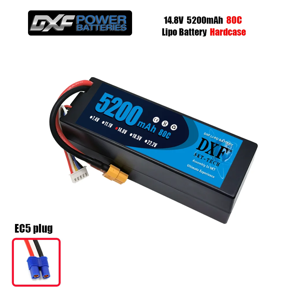 Аккумулятор DXF 4S Lipo 5200 мАч 14 8 в 80C с разъемом EC5 Жесткий Чехол для 1/8 багги