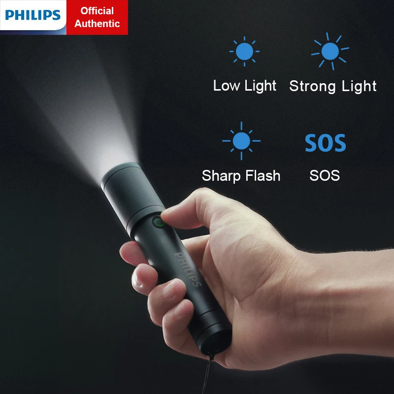

Philips 300Lumen Bright Flashlight Powerful 3W Led Flashlights Adjustable Stepless Dimming Camping Light for Indoor Outdoors