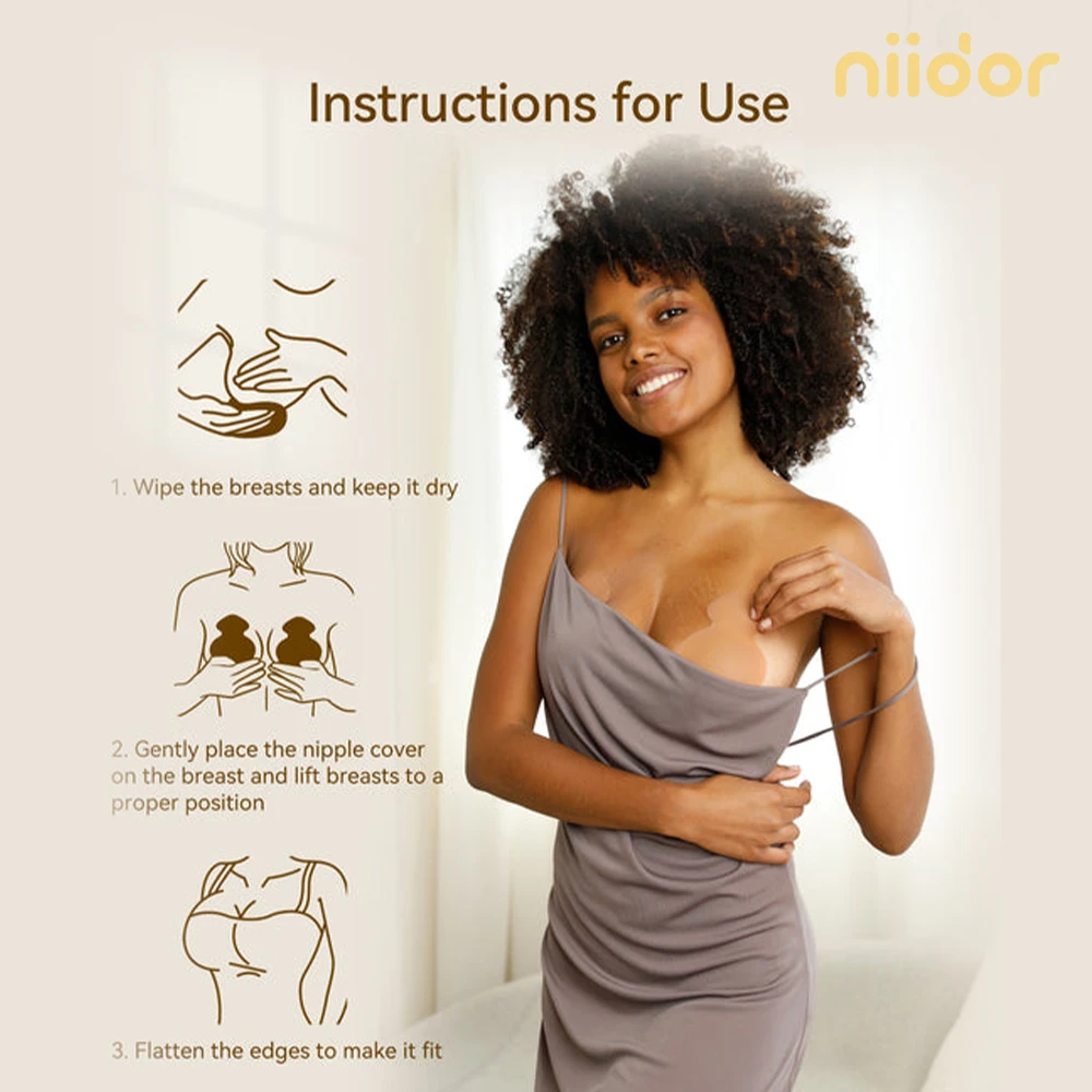 Niidor 5 Colors Lifting Up Silicone Invisible Nipple Covers Backless Adhesive Bra For Women Girls Push Up Strapless Sticky Bra