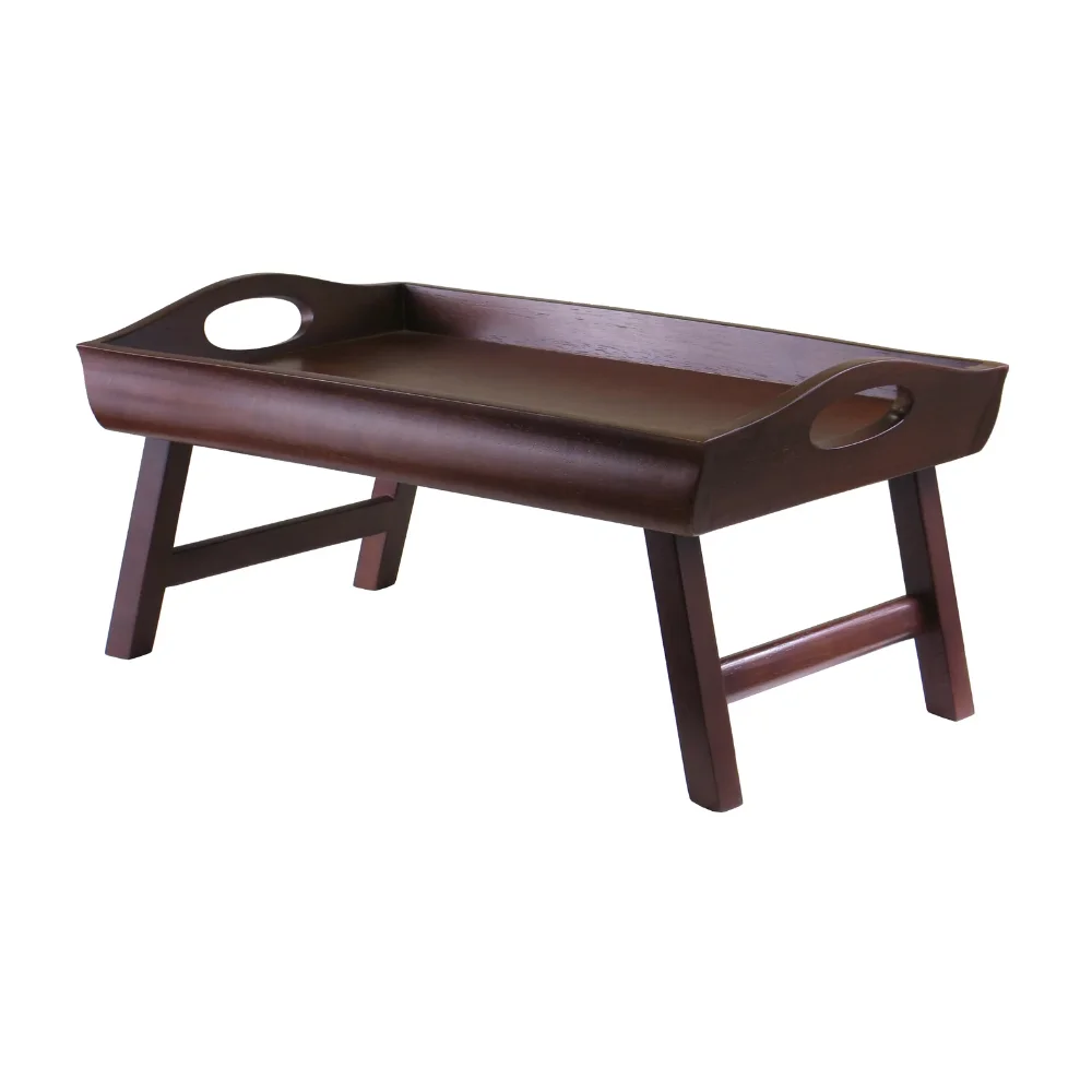 

Wood Sedona Serving Breakfast Bed Tray, Walnut Finish Side Table Furniture Living Room Small Table