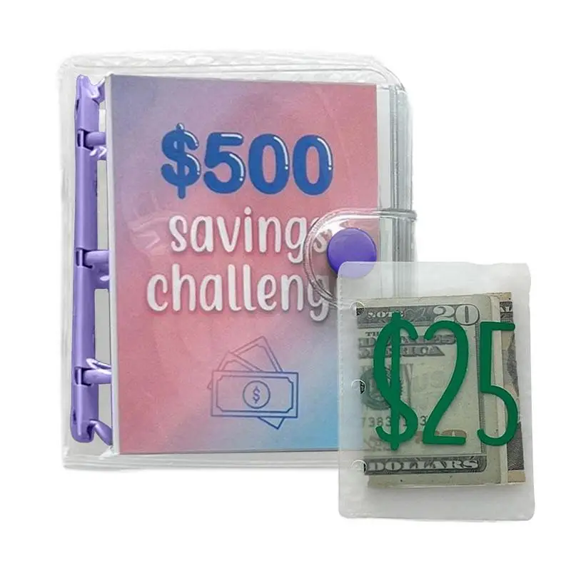 

Money Saving Binder Cash Binder Money Organizer Mini Budget Binder Portable Mini Binder Savings Challenge With Button Closure