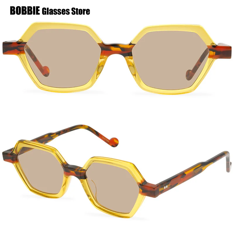 

New Style Sunglasses Acetate Frame Double Color Candy Men Women Eyeglasses Round Goggle UV Sun Glasses Fashion Decoration Design