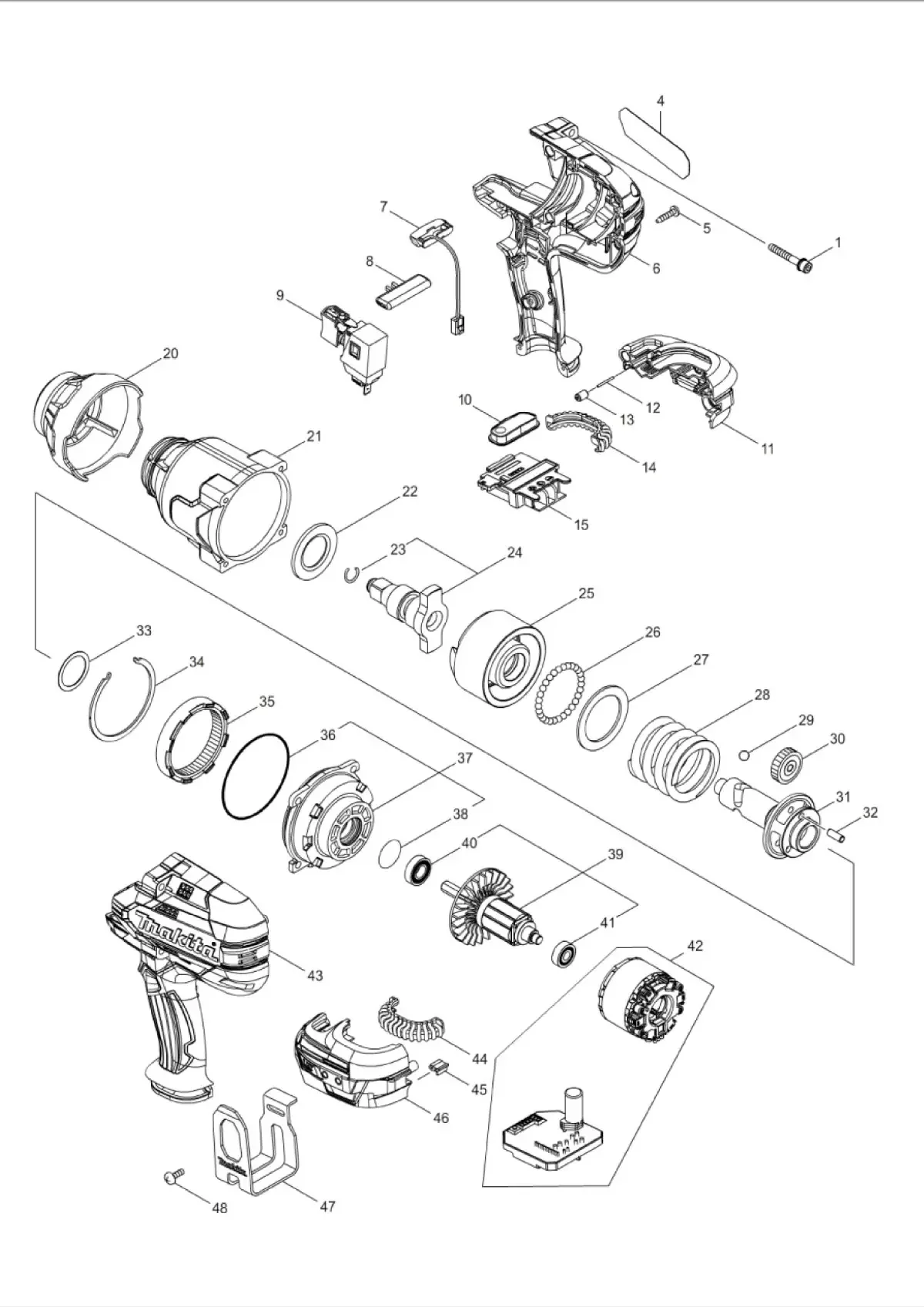 Makitas статор в комплекте для TW1001 DTW1002 DTW800 XWT08 DTW1001Z беспроводной ударный гайковерт