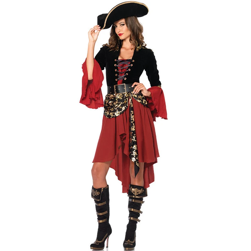 

Средневековый Готический карнавальный костюм на Хэллоуин костюмы для косплея наряд маскарадный костюм Карибский пиратский капитан костюм для женщин Новинка 2022