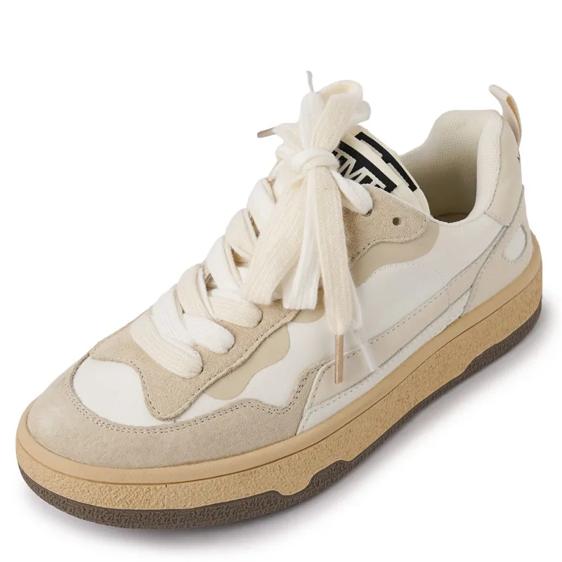

Fashion Trend Ladies Vulcanized Shoes Leather Hot Selling New Style Stitching Thick Bottom Wear-resistant Casual Sports Shoes