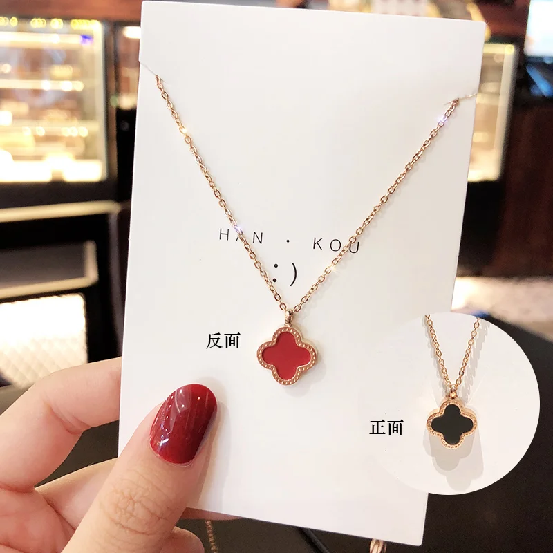 

luxury rose gold titanium steel necklace female temperament of wet web celebrity ins contracted collarbone chain pendant hang