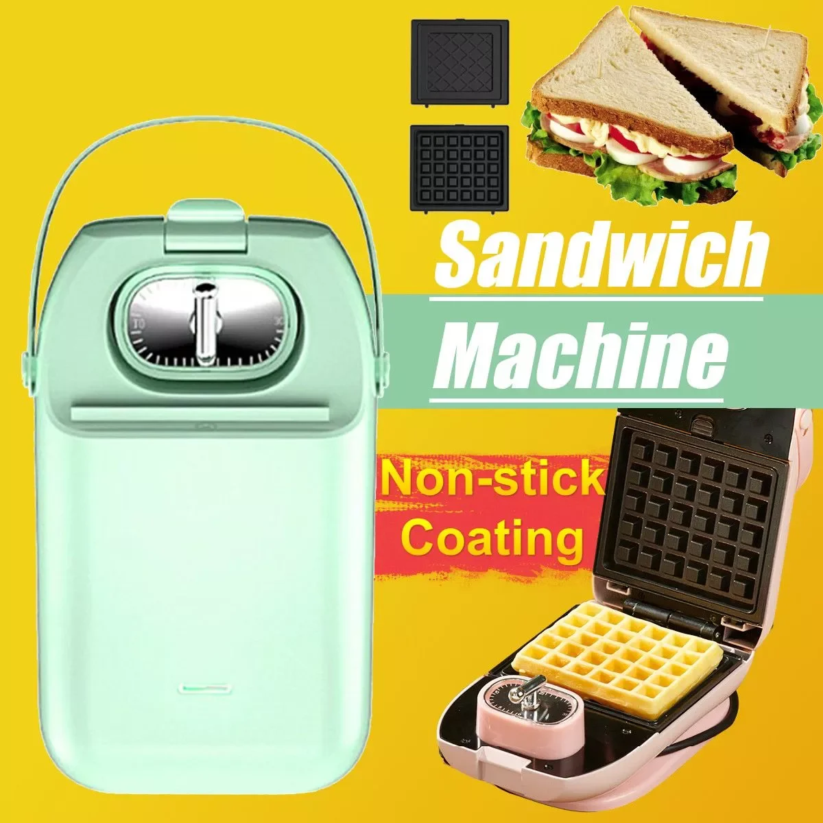 220V Electric Sandwich Maker Panini Waffle Maker Timed Toaster Baking Multifunctional Breakfast Machine Pancake Sandwichera