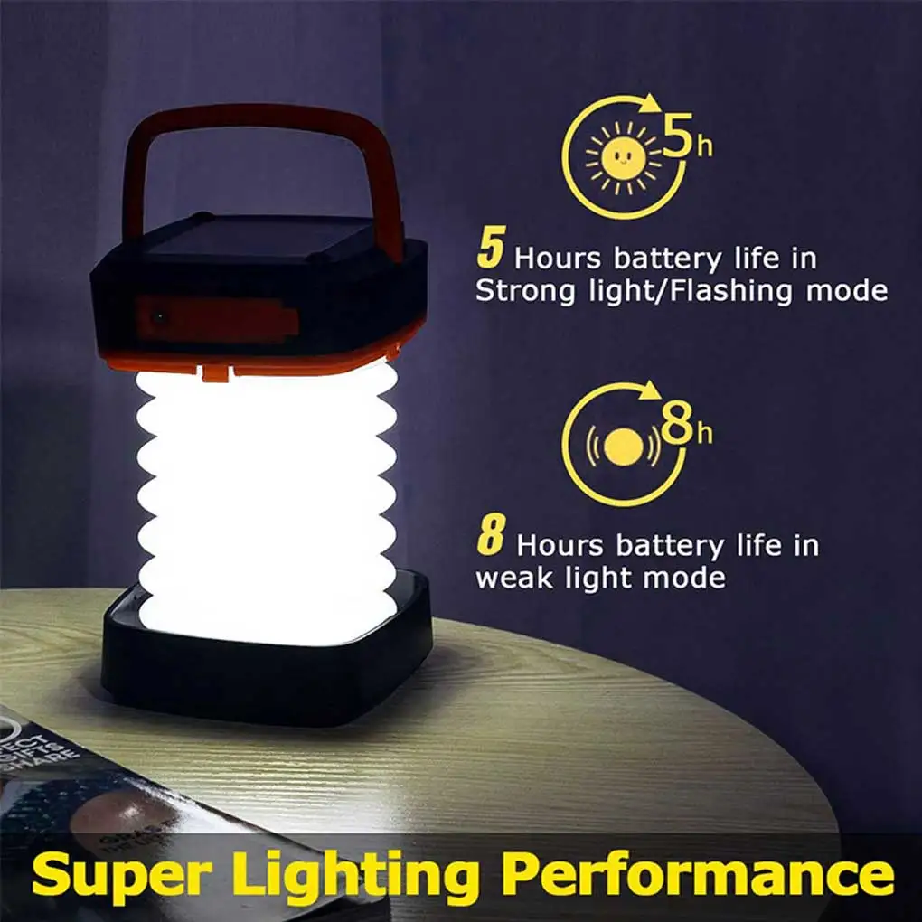 

Solar Lantern Camping Light 3 Modes Dimmable Adjustable USB Charging Tent Lamp Strong Outdoor Backpacking Picnic Green