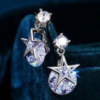small fresh korean style drop earrings women dazzling round zircon fashion girl earring versatile jewelry party fine gift