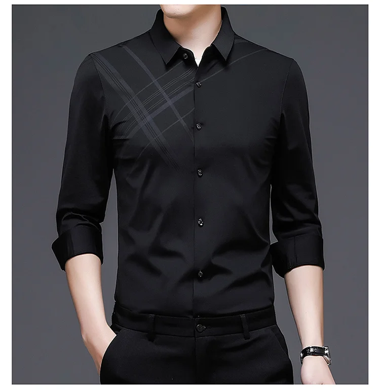 Mulberry Silk Shirt Men Tops Spring Fall New Mens Clothes Business Casual Shirt Non-iron Luxury Long-sleeved Large Size