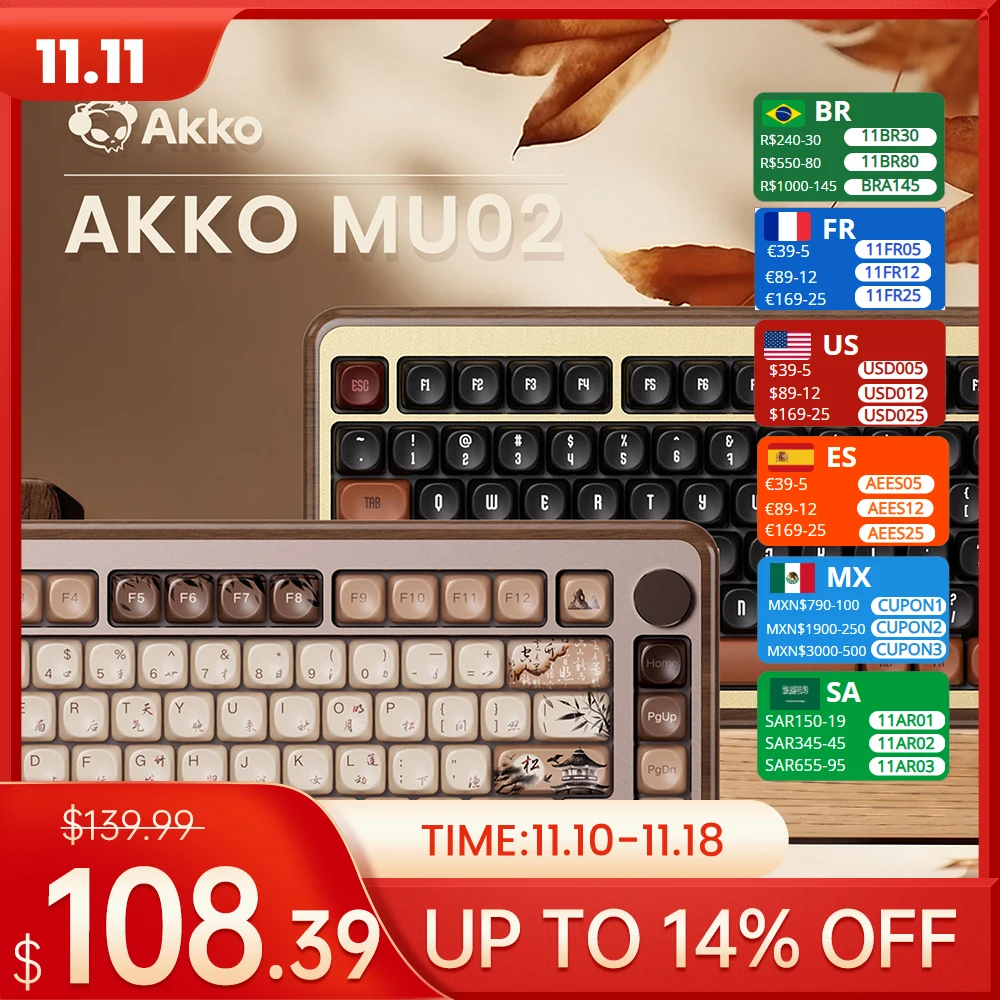 Клавиатура Akko MU02 игровая Механическая Беспроводная с RGB-подсветкой 75%/2 4 ГГц