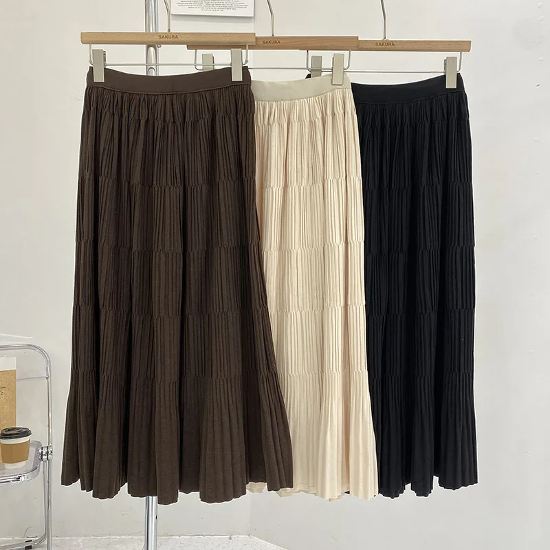 

Юбка-миди Женская трапециевидная плиссированная во французском стиле