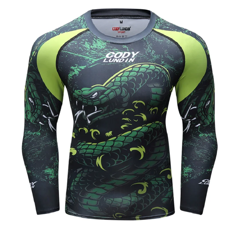 

Cody Lundin Printed Tight Muscular MMa Long Sleeve Rash Guard Men Breathable Fighting Casual Workout Compression T Shirt For Men